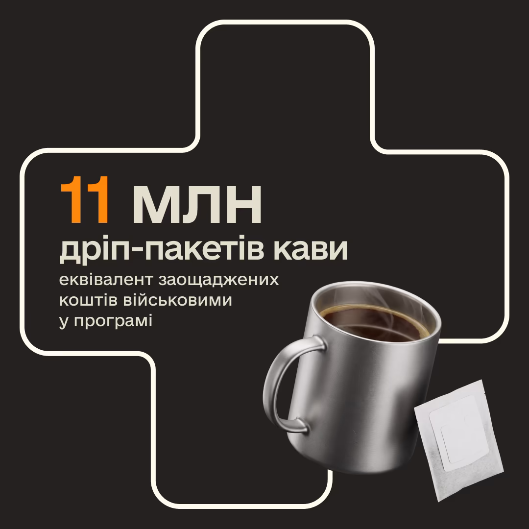 11 мільйонів дріп-пакетів кави - це еквівалент заощаджених коштів військовими у програмі